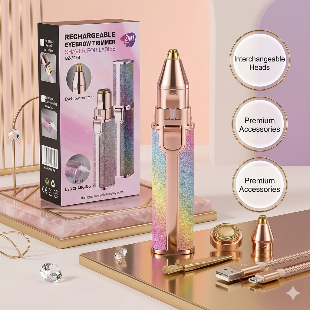 2 in 1 Electric Hair Remover & Eyebrow Trimmer For Women
