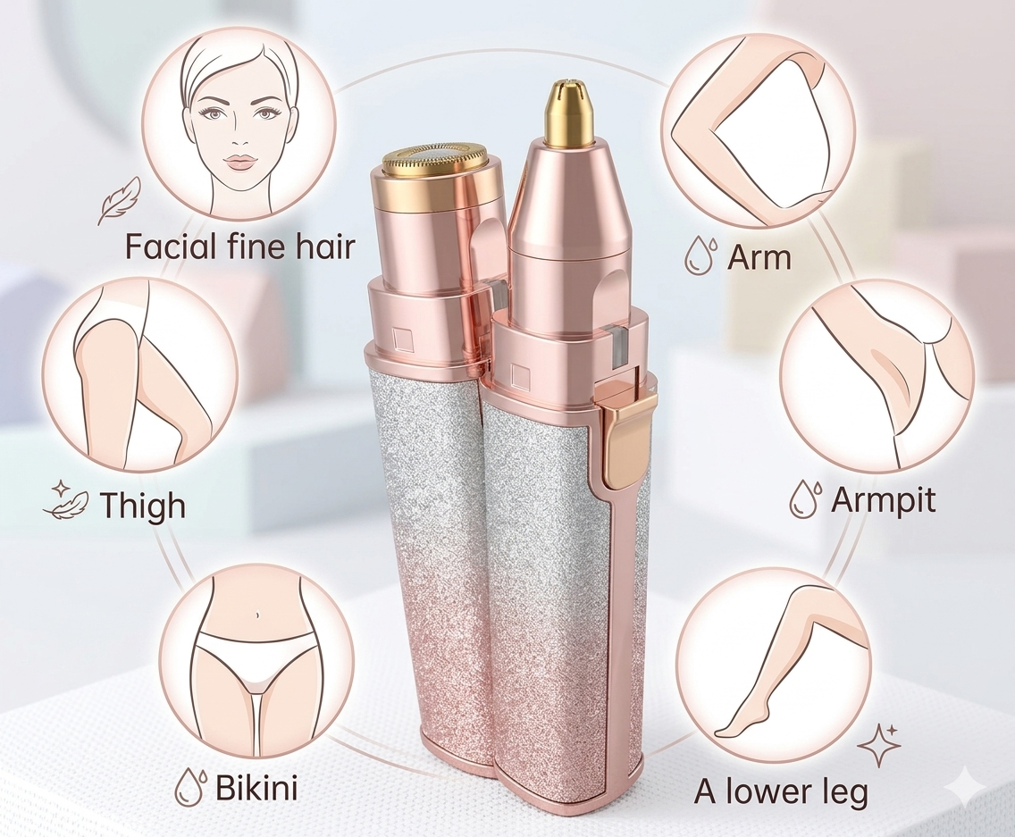 2 in 1 Electric Hair Remover & Eyebrow Trimmer For Women