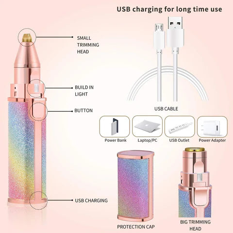 2 in 1 Electric Hair Remover & Eyebrow Trimmer For Women